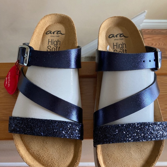Ara Women’s Felipa Blue Glitter Slide Sandals, Size EU 38 US 7.5 Pre owned - Picture 1 of 5